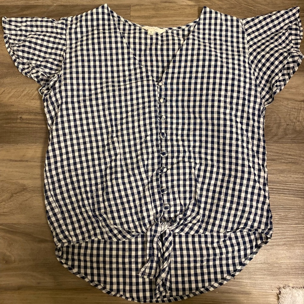 Women’s Gingham Blue Blouse - Size Medium